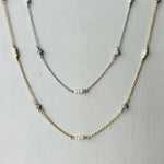14K White Gold, Pearl & Diamond Station Necklace