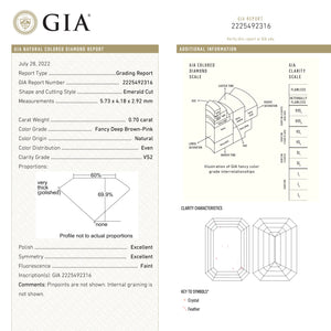 0.70ct 5.73x4.18x2.92mm GIA VS2 Fancy Brown-Pink Cut Corner Rectangle Step Cut 🇦🇺 24138-01
