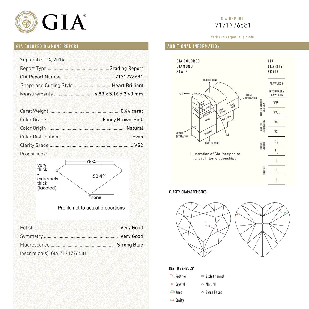0.44ct 4.83x5.16x2.60mm GIA VS2 Fancy Brown-Pink Heart Brilliant 🇦🇺 24154-01