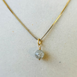 14K Icy Diamond Bead Necklace