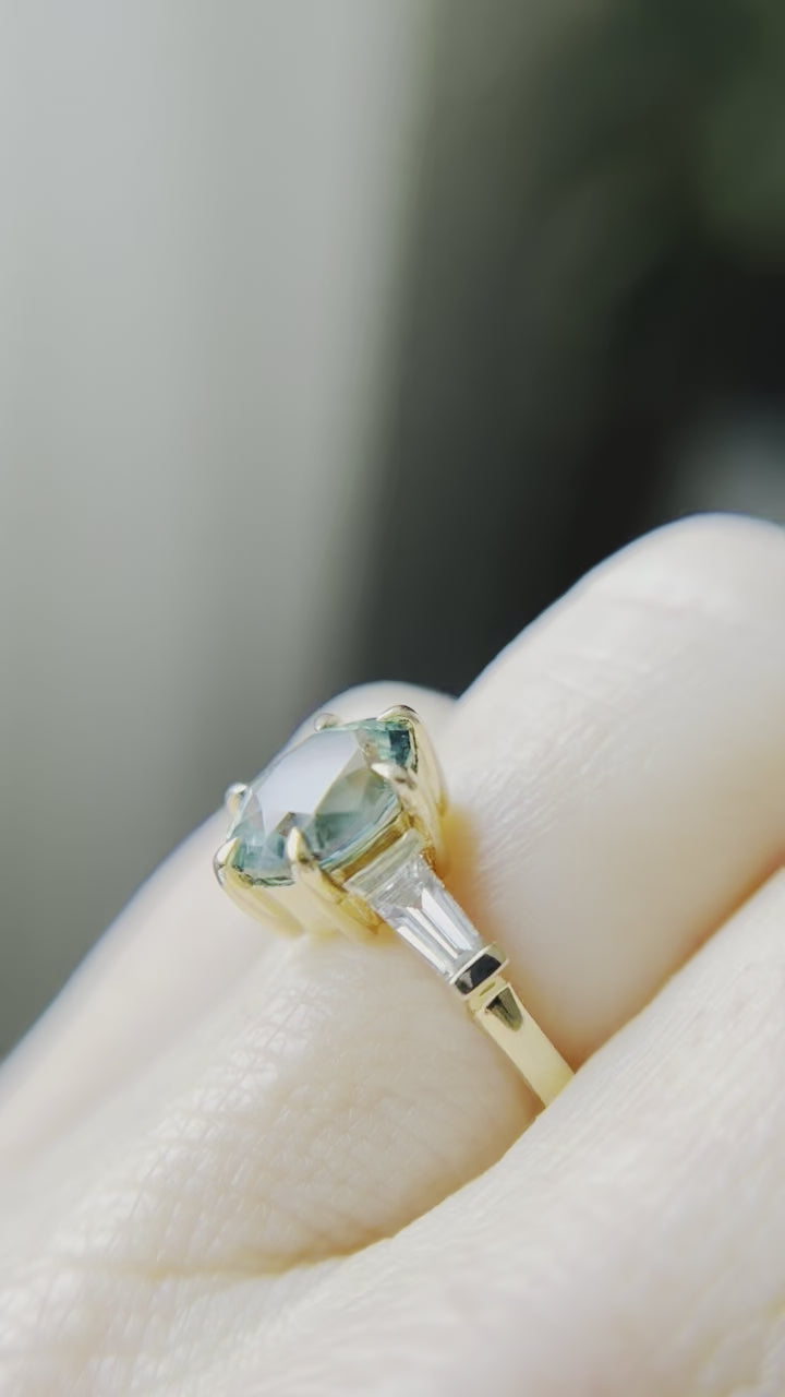 Teal Sapphire Portage Trio Ring