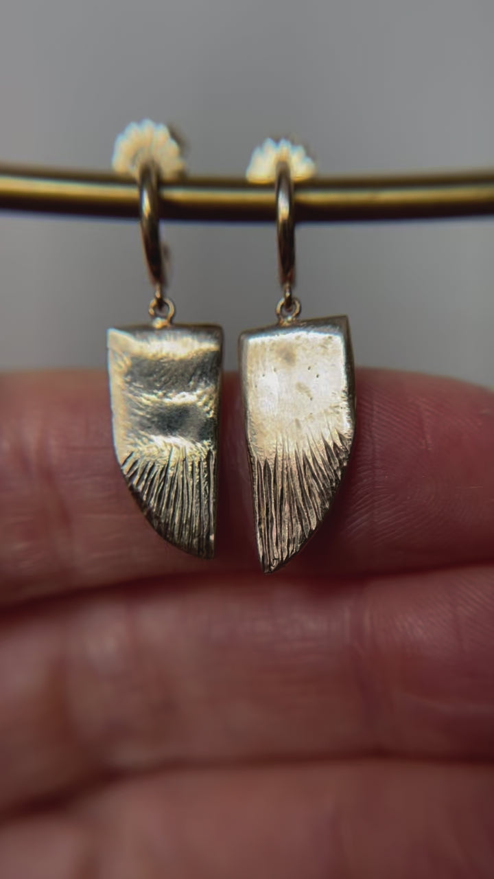 10K Carved Blade Drop Earrings