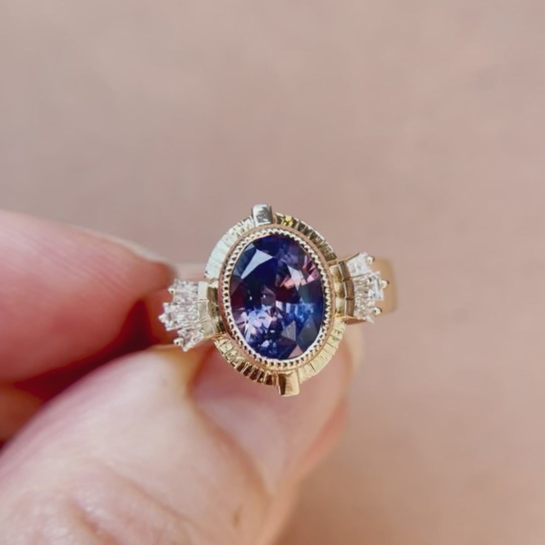 Lilac Keystone Halo Ring