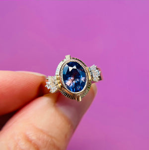 Lilac Keystone Halo Ring